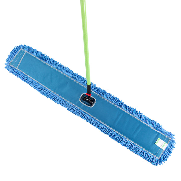 Restaurantware Clean Tek Professional Blue Microfiber Dust / Dry Mop - With 64" Handle - 48" X 5" - 1 Count Box