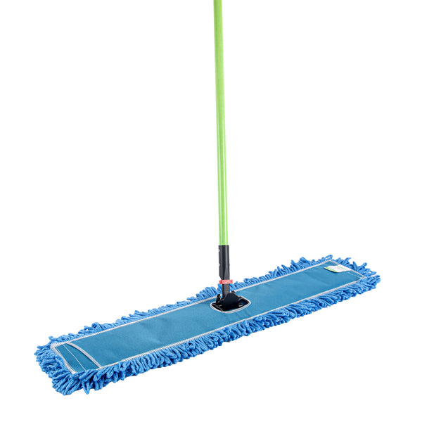 Restaurantware Clean Tek Professional Blue Microfiber Dust / Dry Mop - With 64" Handle - 35 3/4" X 5" - 1 Count Box