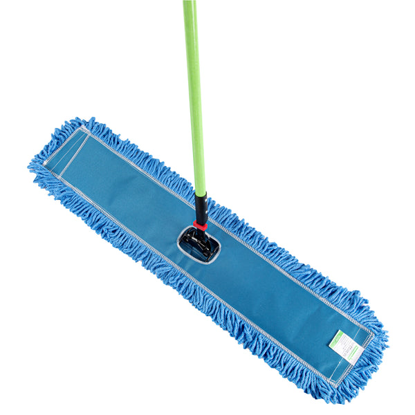 Restaurantware Clean Tek Professional Blue Microfiber Dust / Dry Mop - With 64" Handle - 35 3/4" X 5" - 1 Count Box