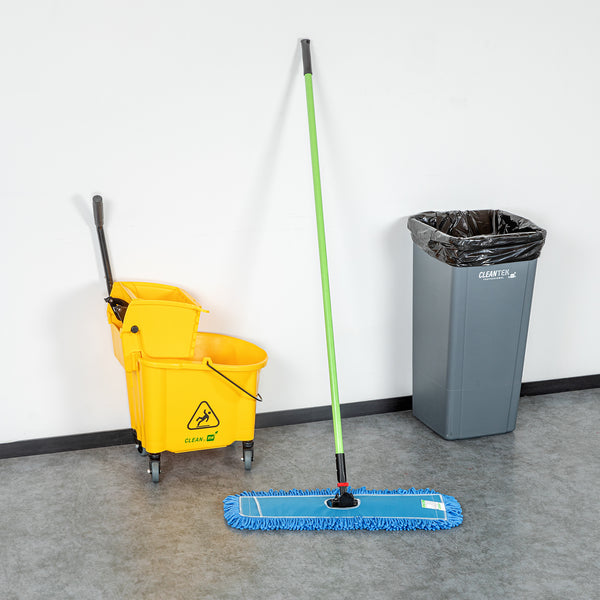 Restaurantware Clean Tek Professional Blue Microfiber Dust / Dry Mop - With 64" Handle - 24" X 5" - 1 Count Box