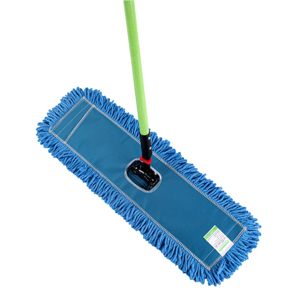 Restaurantware Clean Tek Professional Blue Microfiber Dust / Dry Mop - With 64" Handle - 24" X 5" - 1 Count Box