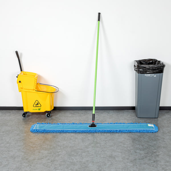 Restaurantware Clean Tek Professional Blue Microfiber Dust / Dry Mop - With 64" Handle - 59 3/4" X 5" - 1 Count Box