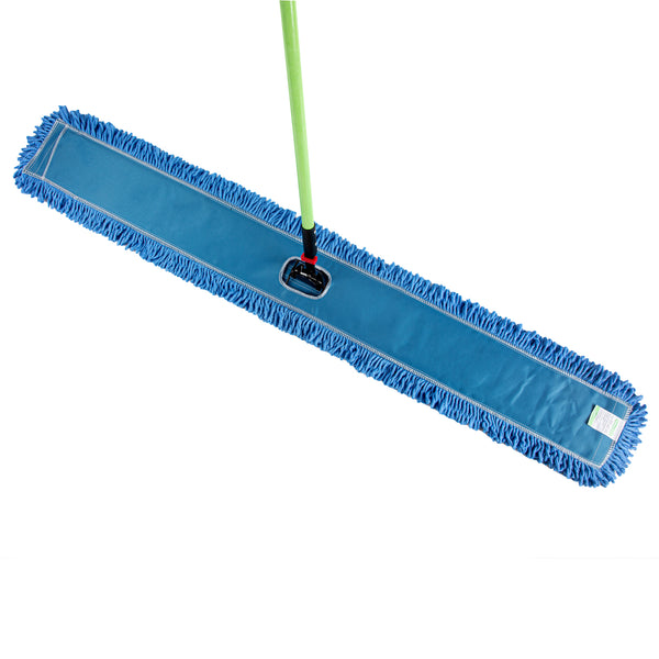 Restaurantware Clean Tek Professional Blue Microfiber Dust / Dry Mop - With 64" Handle - 59 3/4" X 5" - 1 Count Box