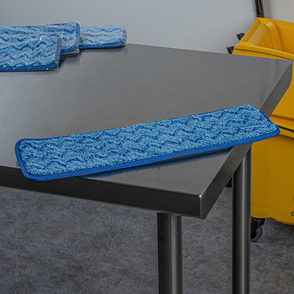 Restaurantware Clean Tek Professional Blue Microfiber Hook And Loop Wet / Dry Mop Pad - Zig Zag - 17 1/2" - 1 Count Box