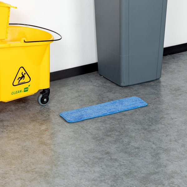 Restaurantware Clean Tek Professional Blue Microfiber Hook And Loop Wet / Dry Mop Pad - 19 3/4" X 5 3/4" - 1 Count Box