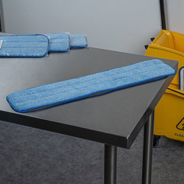 Restaurantware Clean Tek Professional Blue Microfiber Hook And Loop Wet / Dry Mop Pad - 25 1/2" - 1 Count Box