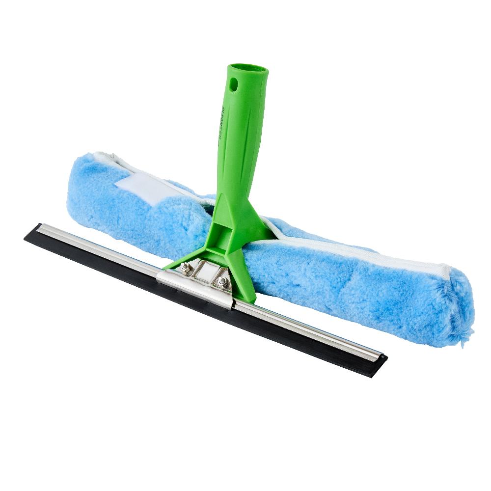 restaurantware Clean Tek Professional Blue Synthetic Window Squeegee - with Strip Washer Sleeve T-Bar Handle - 15" - 1 count box