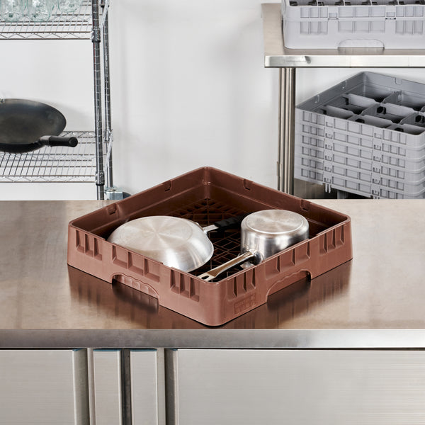 Restaurantware Clean Tek Professional Brown Base Rack - With Closed Sides - 19 3/4" X 19 3/4" X 4" - 1 Count Box