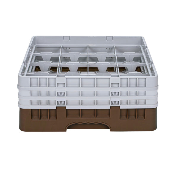Restaurantware Clean Tek Professional Brown Glass Rack - 16 Compartments 1 Full Drop And 2 Half Drop Extenders - 19 3/4" X 19 3/4" X 8 3/4" - 1 Count Box