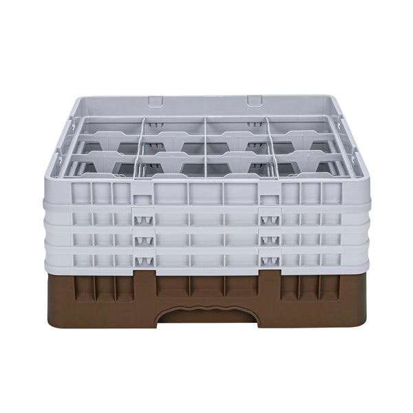 Restaurantware Clean Tek Professional Brown Glass Rack - 16 Compartments 1 Full Drop And 3 Half Drop Extenders - 19 3/4" X 19 3/4" X 10 1/2" - 1 Count Box