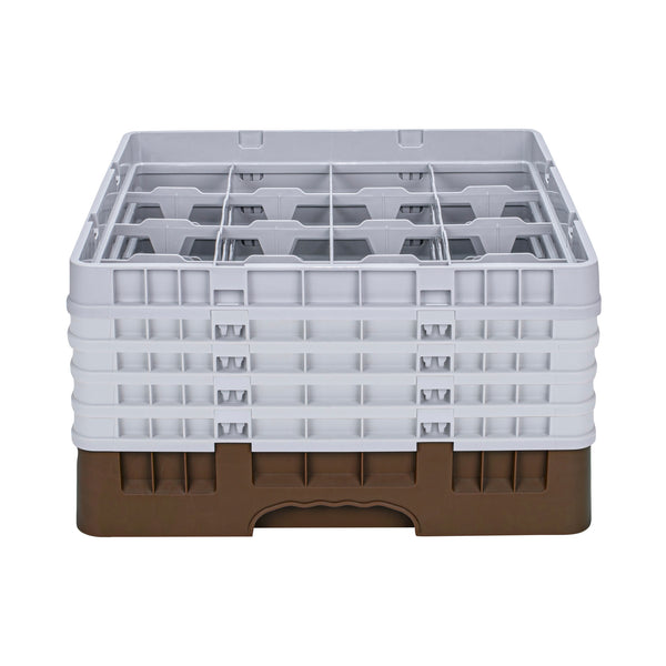Restaurantware Clean Tek Professional Brown Glass Rack - 16 Compartments 1 Full Drop And 4 Half Drop Extenders - 19 3/4" X 19 3/4" X 12 1/4" - 1 Count Box