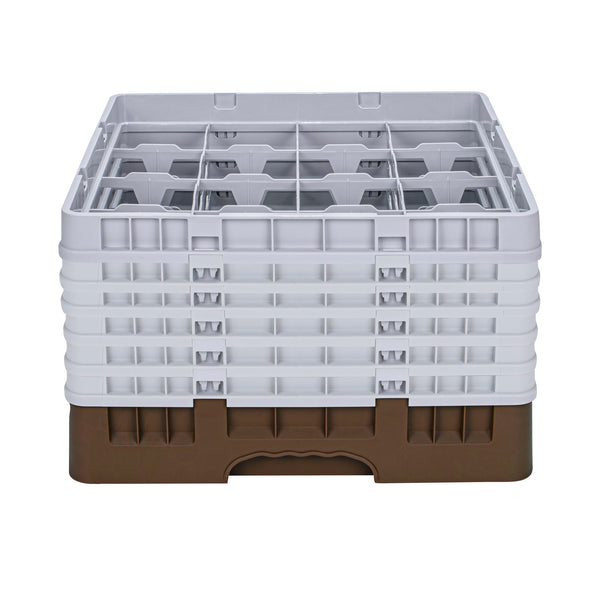 Restaurantware Clean Tek Professional Brown Glass Rack - 16 Compartments 1 Full Drop And 5 Half Drop Extenders - 19 3/4" X 19 3/4" X 13 3/4" - 1 Count Box