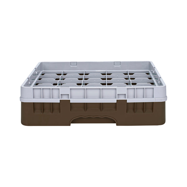 Restaurantware Clean Tek Professional Brown Glass Rack - 25 Compartments 1 Full Drop Extender - 19 3/4" X 19 3/4" X 5 3/4" - 1 Count Box