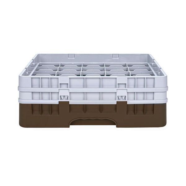 Restaurantware Clean Tek Professional Brown Glass Rack - 25 Compartments 1 Full Drop And 1 Half Drop Extender - 19 3/4" X 19 3/4" X 7 1/4" - 1 Count Box