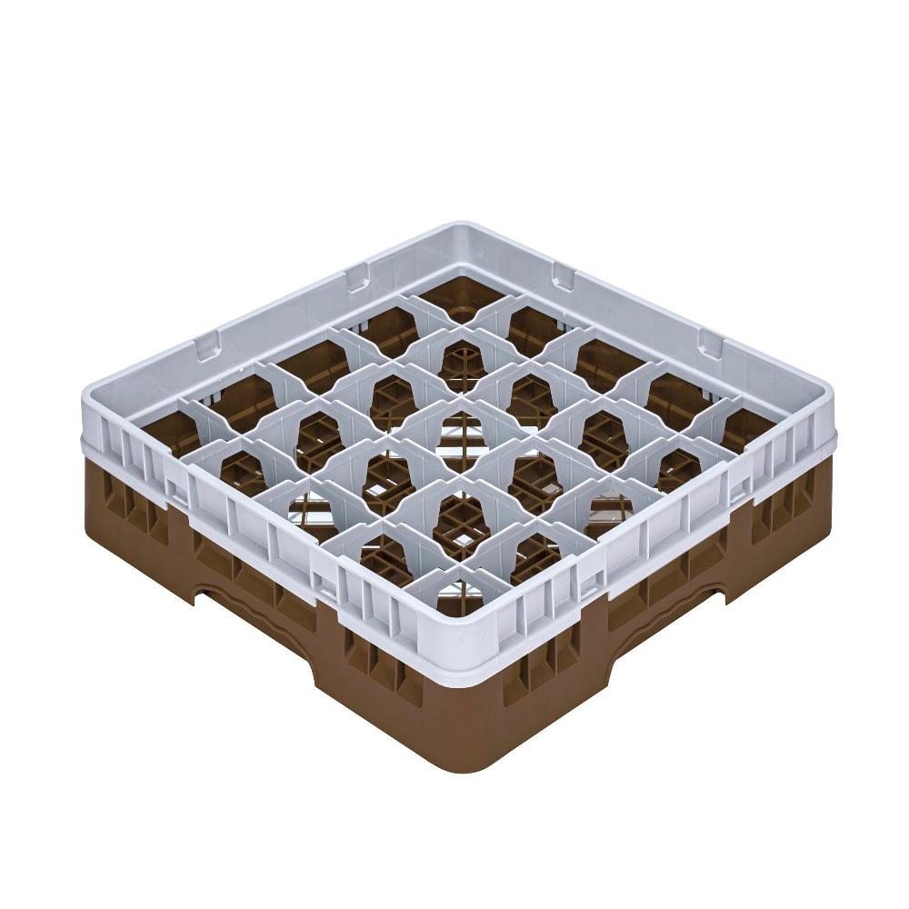 restaurantware Clean Tek Professional Brown Glass Rack - 25 Compartments 1 Full Drop Extender - 19 3/4" x 19 3/4" x 5 3/4" - 1 count box