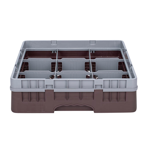 Restaurantware Clean Tek Professional Brown Glass Rack - 9 Compartments 1 Full Drop Extender - 19 3/4" X 19 3/4" X 5 3/4" - 1 Count Box