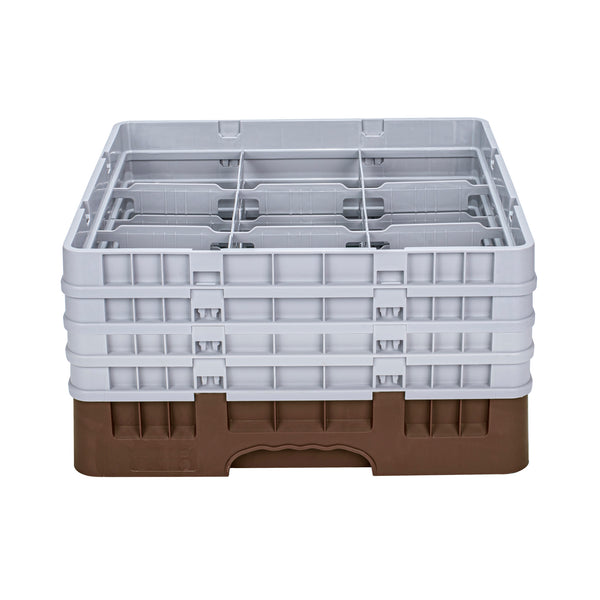 Restaurantware Clean Tek Professional Brown Glass Rack - 9 Compartments 1 Full Drop And 3 Half Drop Extenders - 19 3/4" X 19 3/4" X 10 1/2" - 1 Count Box