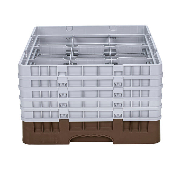 Restaurantware Clean Tek Professional Brown Glass Rack - 9 Compartments 1 Full Drop And 4 Half Drop Extenders - 19 3/4" X 19 3/4" X 12 1/4" - 1 Count Box
