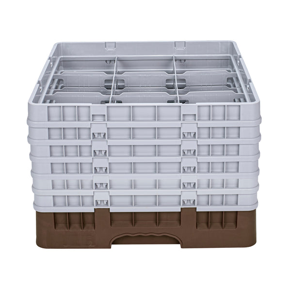 Restaurantware Clean Tek Professional Brown Glass Rack - 9 Compartments 1 Full Drop And 5 Half Drop Extenders - 19 3/4" X 19 3/4" X 13 3/4" - 1 Count Box