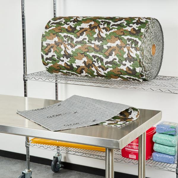 Restaurantware Clean Tek Professional Camouflage Universal Sorbent Mat - Perforated - 150' × 30" - 1 Count Box
