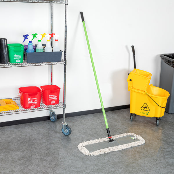 Restaurantware Clean Tek Professional Cotton Dust / Dry Mop - With 64" Handle - 24" X 5" - 1 Count Box
