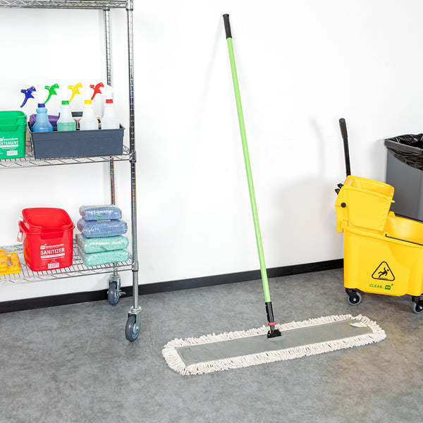 Restaurantware Clean Tek Professional Cotton Dust / Dry Mop - With 64" Handle - 35 3/4" X 5" - 1 Count Box
