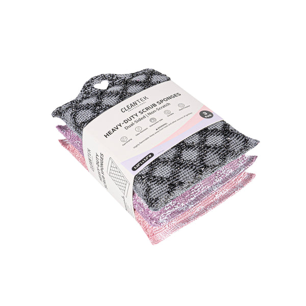 Restaurantware Clean Tek Professional Dual-Sided Multi-Purpose Assorted Scrub Sponge - Diamond Pattern Non-Scratch - 5 1/4" X 3 1/2" X 3/4" - 60 Count Box