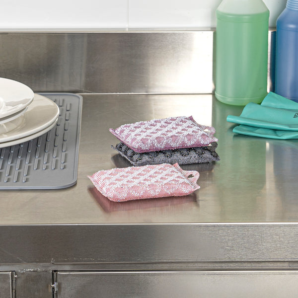 Restaurantware Clean Tek Professional Dual-Sided Multi-Purpose Assorted Scrub Sponge - Diamond Pattern Non-Scratch - 5 1/4" X 3 1/2" X 3/4" - 60 Count Box