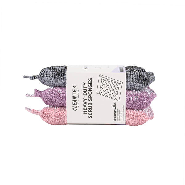 Restaurantware Clean Tek Professional Dual-Sided Multi-Purpose Assorted Scrub Sponge - Diamond Pattern Non-Scratch - 5 1/4" X 3 1/2" X 3/4" - 60 Count Box