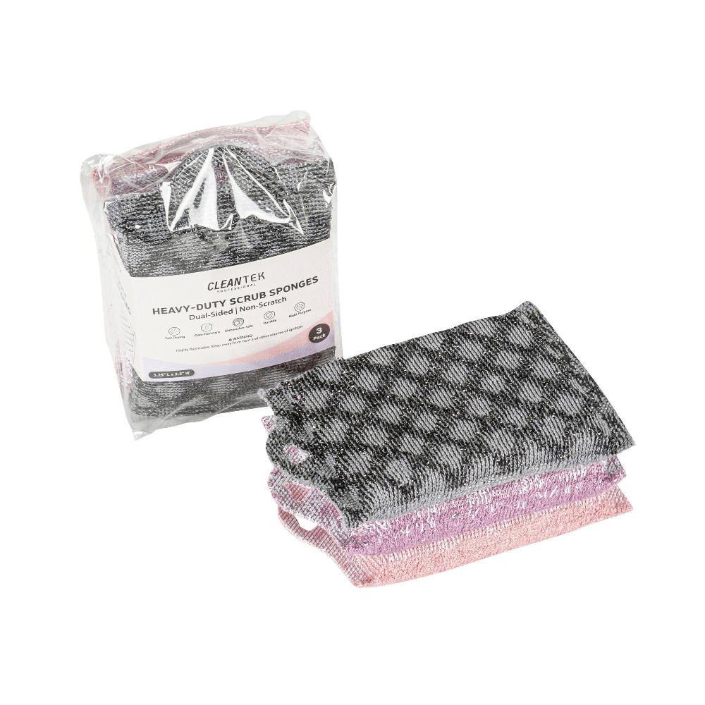 restaurantware Clean Tek Professional Dual-Sided Multi-Purpose Assorted Scrub Sponge - Diamond Pattern Non-Scratch - 5 1/4" x 3 1/2" x 3/4" - 60 count box