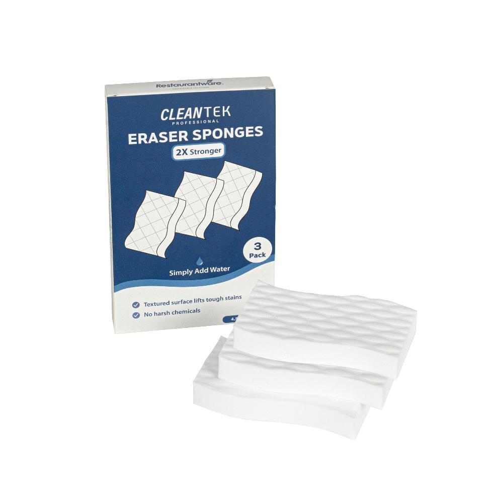 restaurantware Clean Tek Professional Extra Power White Eraser Sponge - Textured - 4 1/2" x 2 1/2" x 3/4" - 60 count box