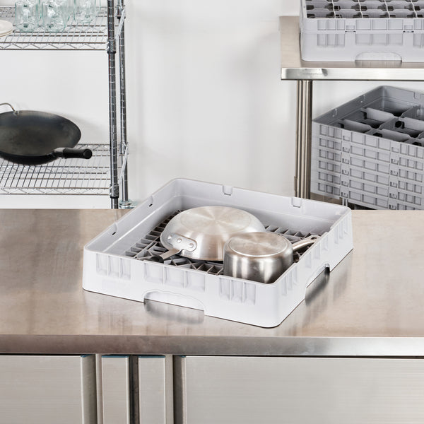 Restaurantware Clean Tek Professional Gray Base Rack - With Closed Sides - 19 3/4" X 19 3/4" X 4" - 1 Count Box