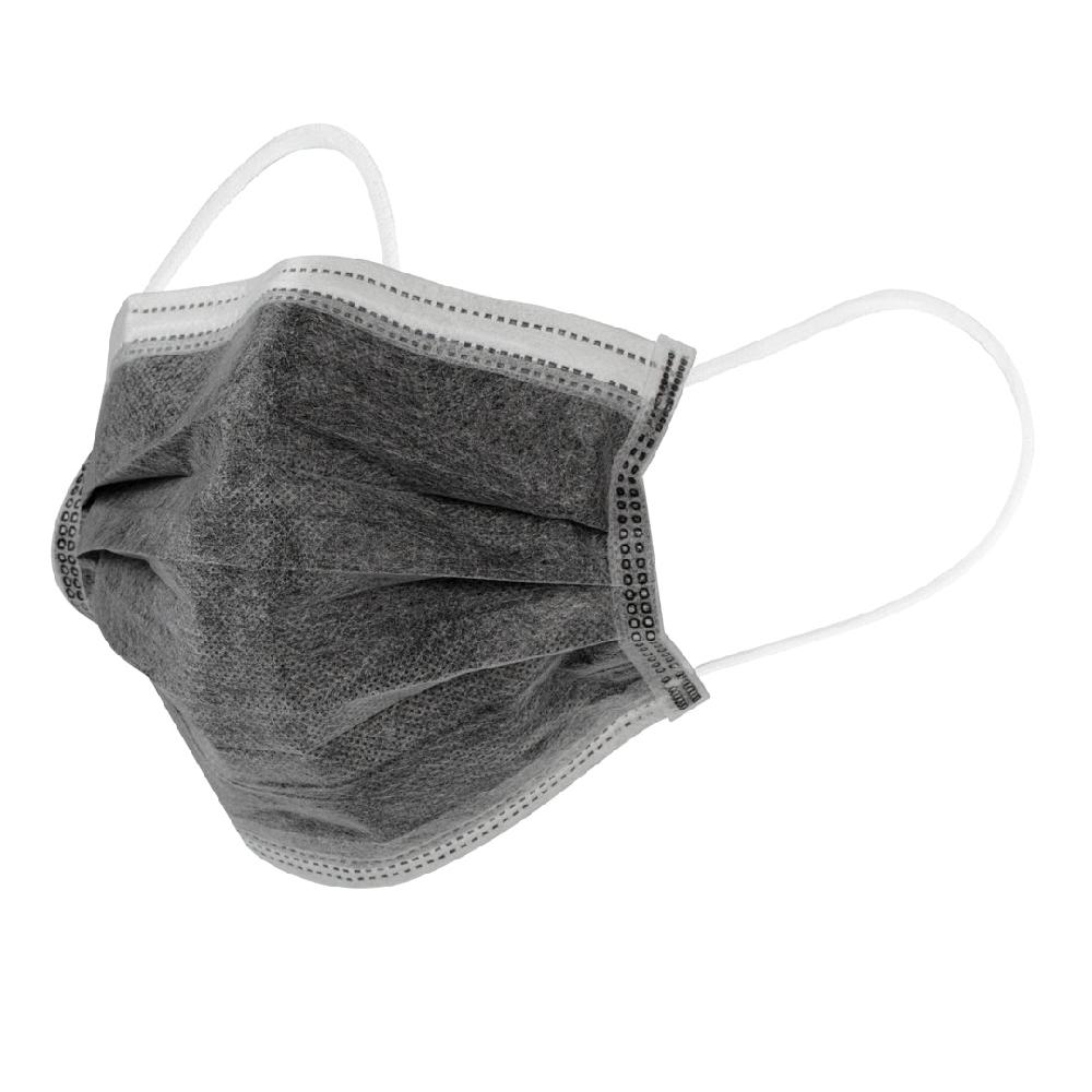 restaurantware Clean Tek Professional Gray Disposable Earloop Face Mask - Active Carbon 4-Layer Filtration - 7" x 3 3/4" - 1000 count box