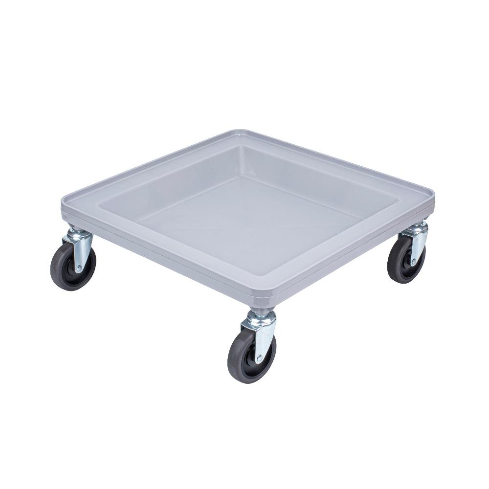 restaurantware Clean Tek Professional Gray Dolly - For Dish Rack and Glass Rack - 20 3/4" x 20 3/4" x 7" - 1 count box