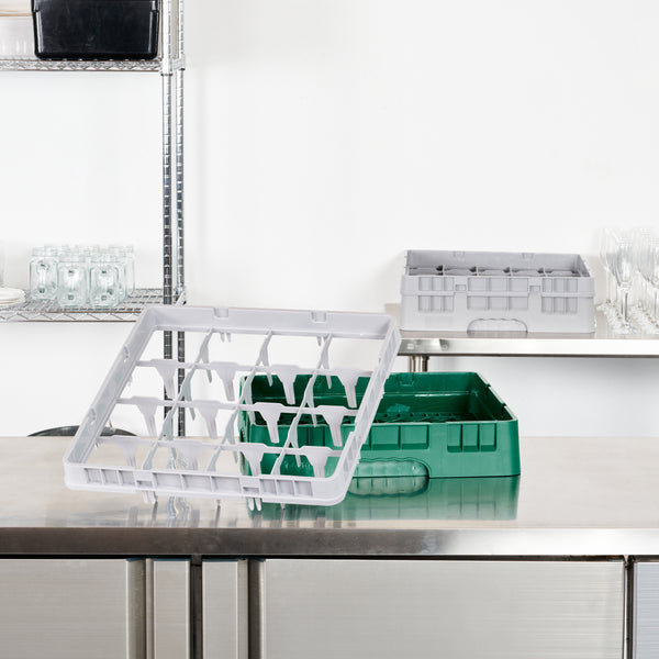 Restaurantware Clean Tek Professional Gray Full Drop Extender - 16 Compartments - 19 3/4" X 19 3/4" X 4 3/4" - 1 Count Box