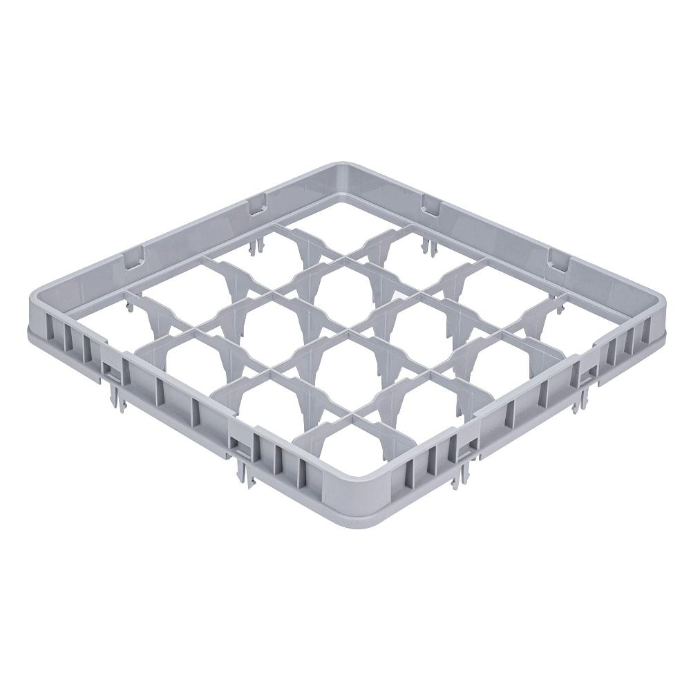 restaurantware Clean Tek Professional Gray Full Drop Extender - 16 Compartments - 19 3/4" x 19 3/4" x 4 3/4" - 1 count box