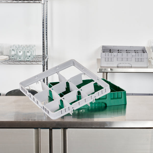 Restaurantware Clean Tek Professional Gray Full Drop Extender - 9 Compartments - 19 3/4" X 19 3/4" X 4 3/4" - 1 Count Box