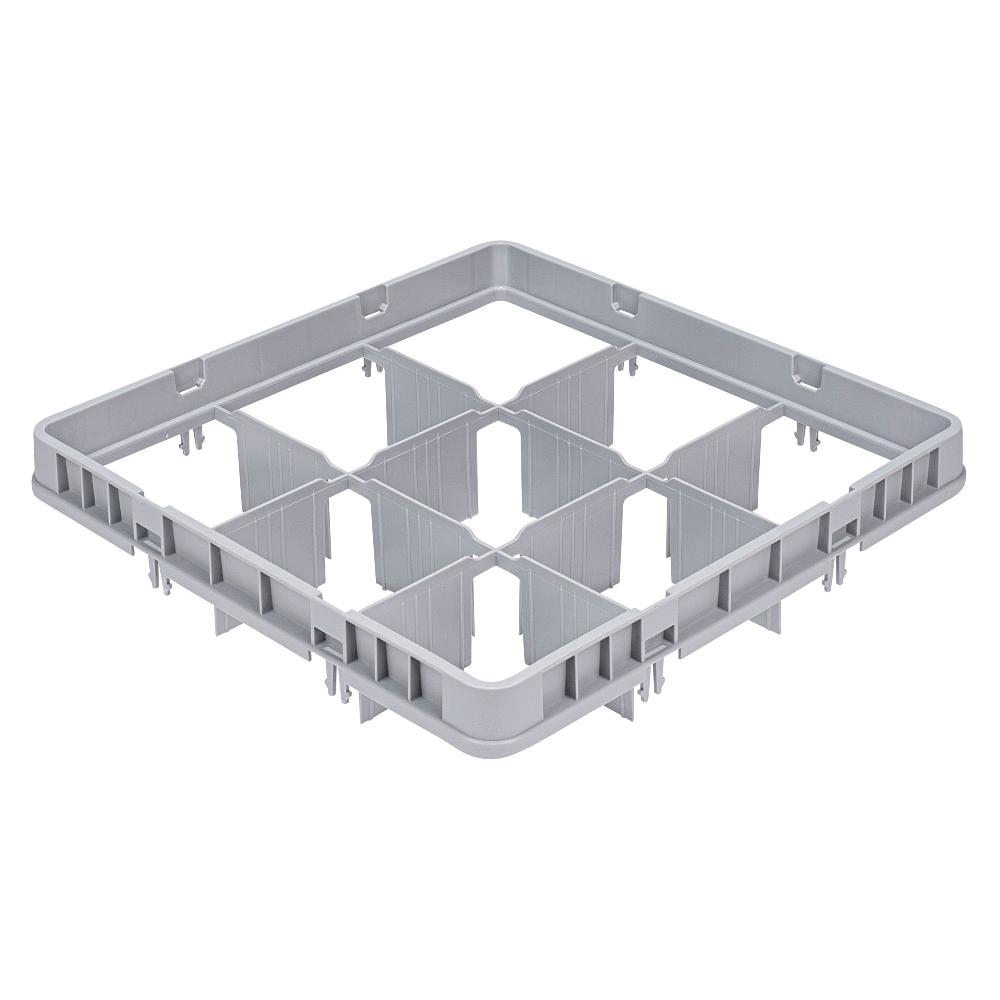 restaurantware Clean Tek Professional Gray Full Drop Extender - 9 Compartments - 19 3/4" x 19 3/4" x 4 3/4" - 1 count box