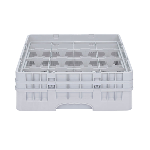 Restaurantware Clean Tek Professional Gray Glass Rack - 16 Compartments 1 Full Drop And 1 Half Drop Extender - 19 3/4" X 19 3/4" X 7 1/4" - 1 Count Box