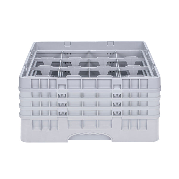 Restaurantware Clean Tek Professional Gray Glass Rack - 16 Compartments 1 Full Drop And 3 Half Drop Extenders - 19 3/4" X 19 3/4" X 10 1/2" - 1 Count Box