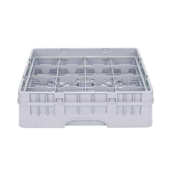 Restaurantware Clean Tek Professional Gray Glass Rack - 16 Compartments 1 Full Drop Extender - 19 3/4" X 19 3/4" X 5 3/4" - 1 Count Box
