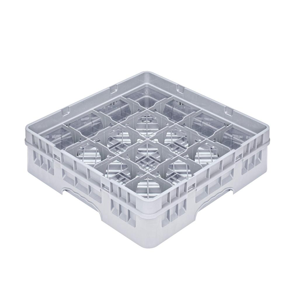 restaurantware Clean Tek Professional Gray Glass Rack - 16 Compartments 1 Full Drop Extender - 19 3/4" x 19 3/4" x 5 3/4" - 1 count box