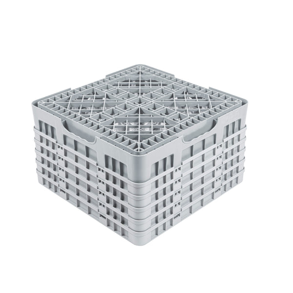 Restaurantware Clean Tek Professional Gray Glass Rack - 16 Compartments 1 Full Drop And 4 Half Drop Extenders - 19 3/4" X 19 3/4" X 12 1/4" - 1 Count Box