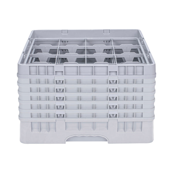 Restaurantware Clean Tek Professional Gray Glass Rack - 16 Compartments 1 Full Drop And 5 Half Drop Extenders - 19 3/4" X 19 3/4" X 13 3/4" - 1 Count Box