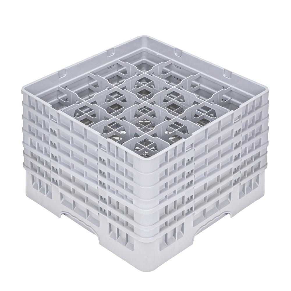 restaurantware Clean Tek Professional Gray Glass Rack - 16 Compartments 1 Full Drop and 5 Half Drop Extenders - 19 3/4" x 19 3/4" x 13 3/4" - 1 count box
