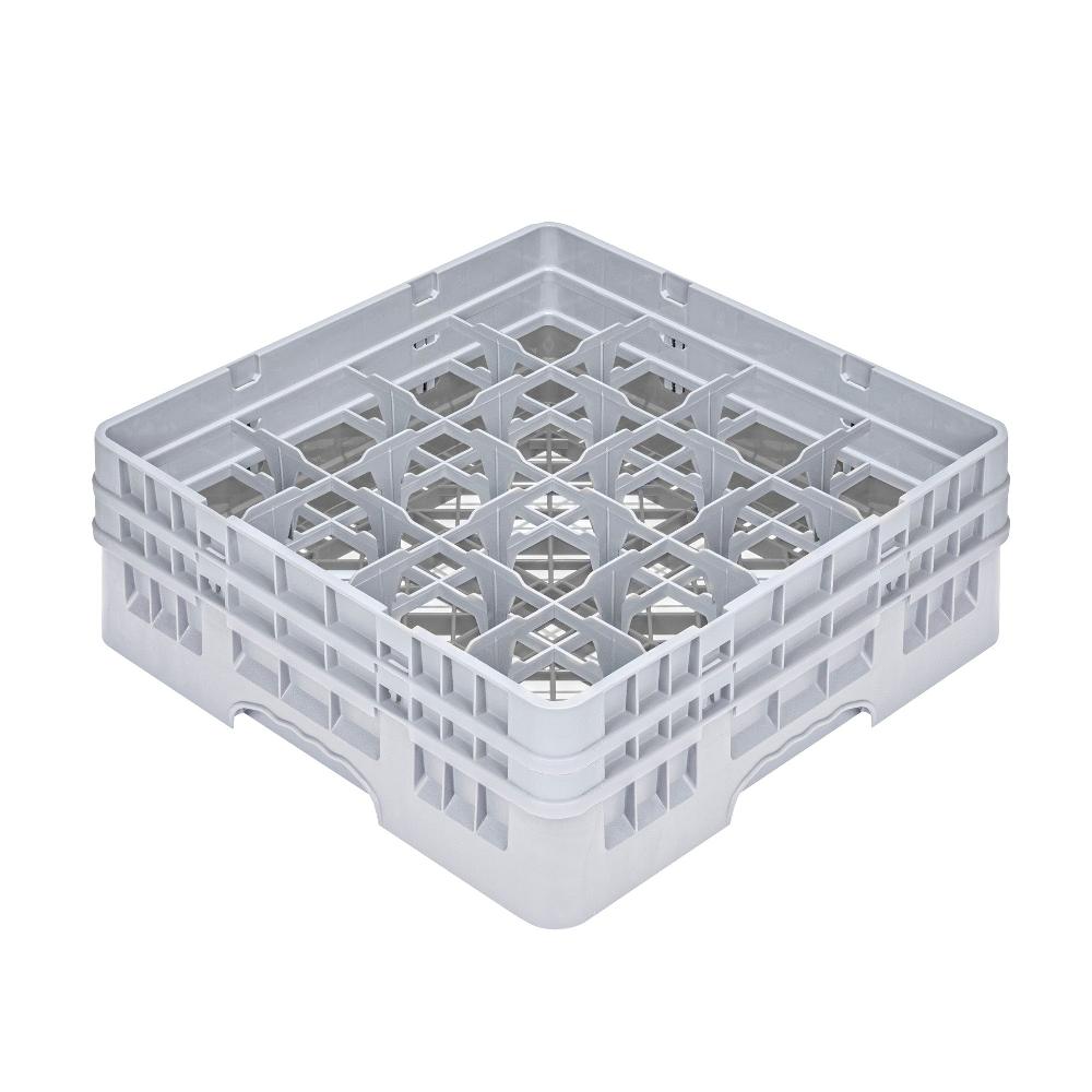 restaurantware Clean Tek Professional Gray Glass Rack - 16 Compartments 1 Full Drop and 1 Half Drop Extender - 19 3/4" x 19 3/4" x 7 1/4" - 1 count box