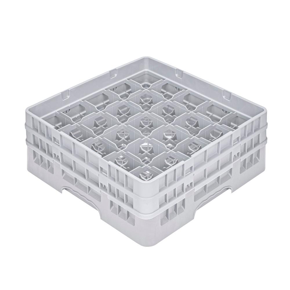 restaurantware Clean Tek Professional Gray Glass Rack - 25 Compartments 1 Full Drop and 1 Half Drop Extender - 19 3/4" x 19 3/4" x 7 1/4" - 1 count box