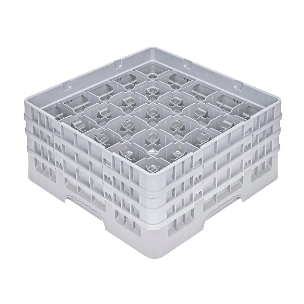 restaurantware Clean Tek Professional Gray Glass Rack - 25 Compartments 1 Full Drop and 2 Half Drop Extenders - 19 3/4" x 19 3/4" x 8 3/4" - 1 count box