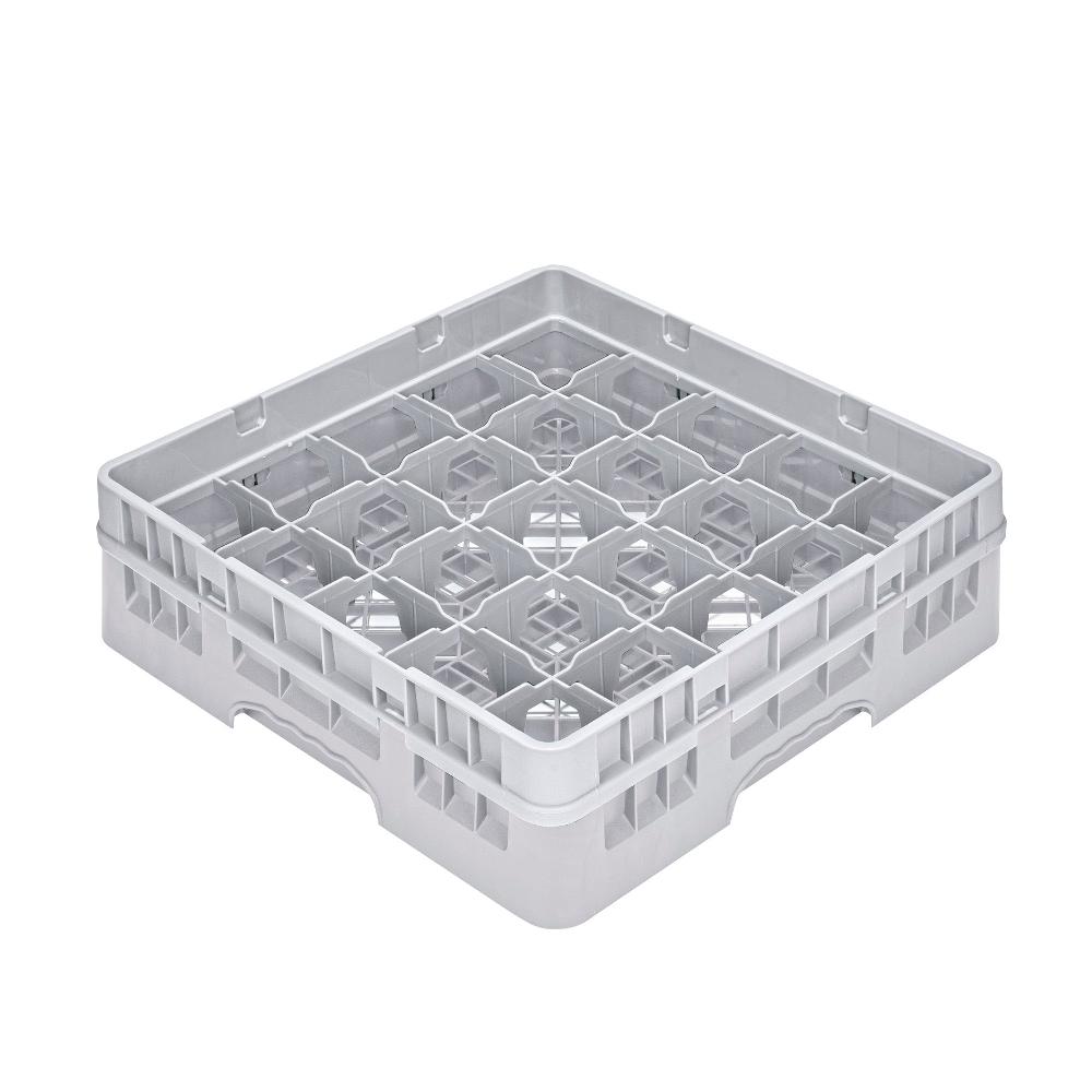 restaurantware Clean Tek Professional Gray Glass Rack - 25 Compartments 1 Full Drop Extender - 19 3/4" x 19 3/4" x 5 3/4" - 1 count box