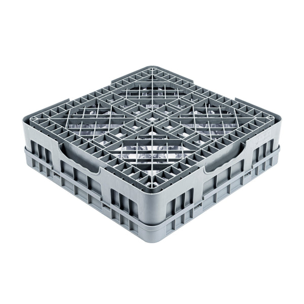 Restaurantware Clean Tek Professional Gray Glass Rack - 49 Compartments 1 Full Drop Extender - 19 3/4" X 19 3/4" X 5 3/4" - 1 Count Box